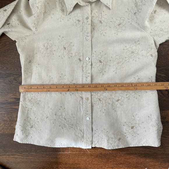 Ecologie Beige Irish Linen Womans Shirt with Embroidered Detail- Large - Picture 5 of 10